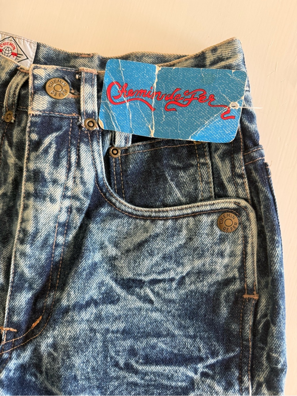 NEW Vintage 80s acid wash Chemin de Fer jeans  Rare Iconic deadstock Nwt - Picture 3 of 10